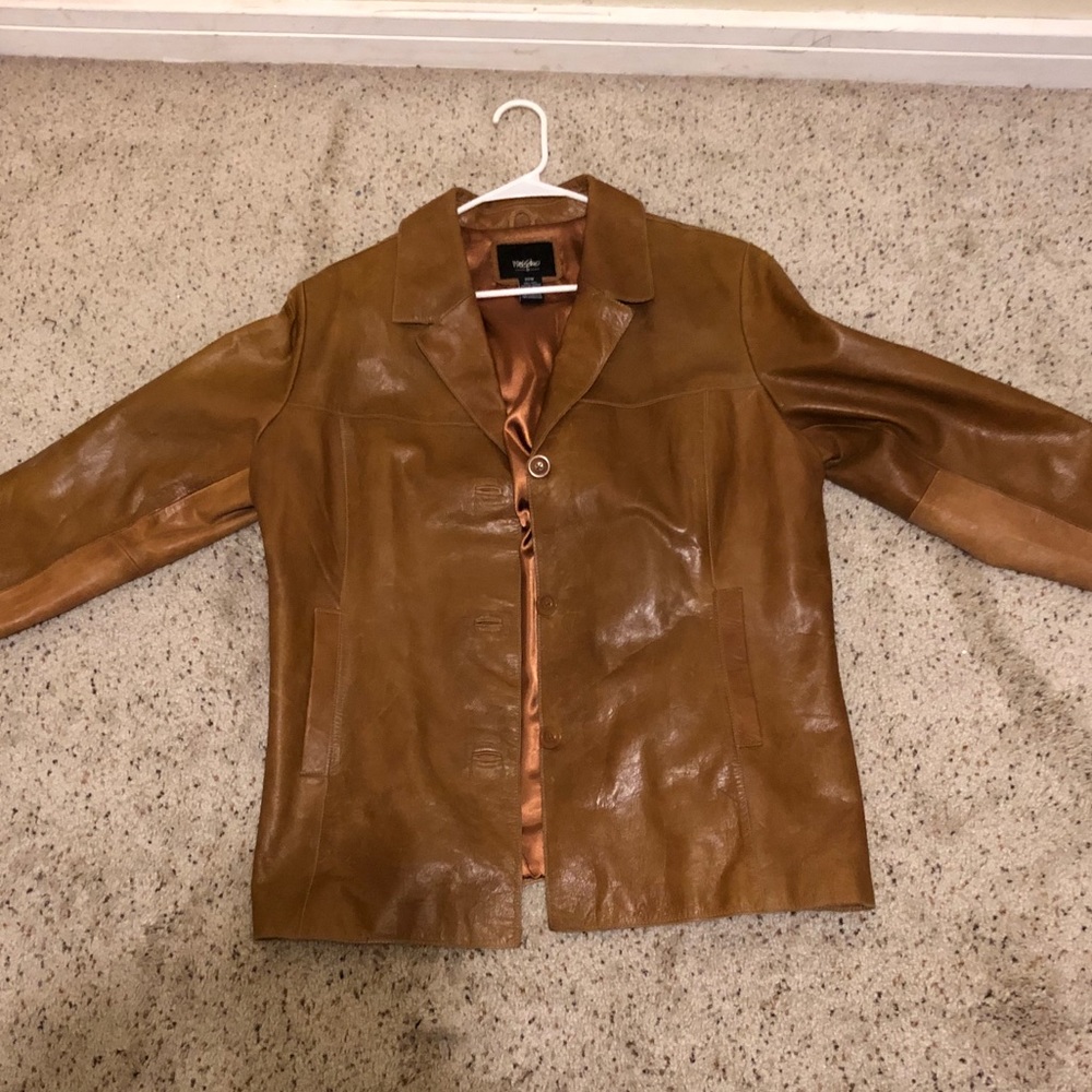Mossimo 20W Women Leather Blazer Jacket Camel Tan